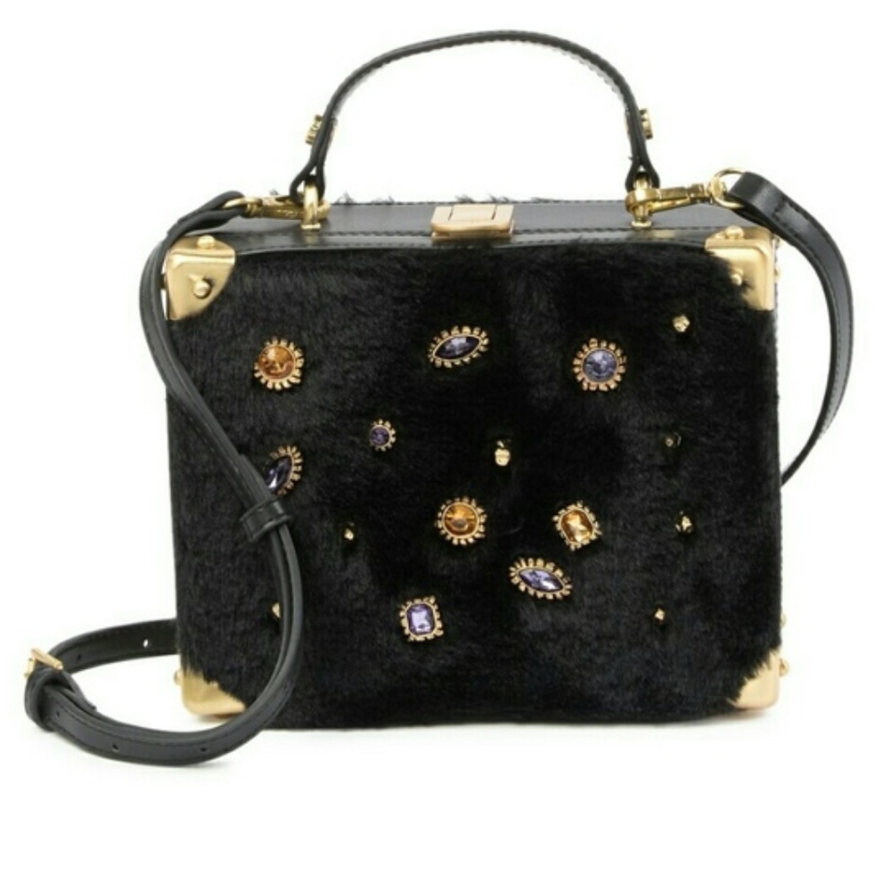 Sam Edelman women‎ Carressa hardshell crossbody bag faux fur black whimsigoth